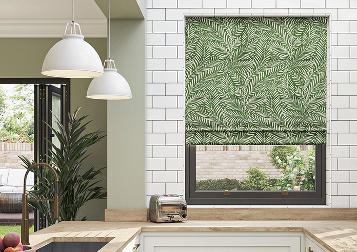 Acoustic Velvet, Leaf Green - Motorised Roman Blind - Image 3